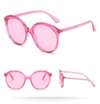 Brand de moda Designer de ochelari de Soare Rotund Femei 2020 Nou Supradimensionate Clar Ochelari de Soare Femei Roz Nuante de Rosu UV400 Ochelari Vintage