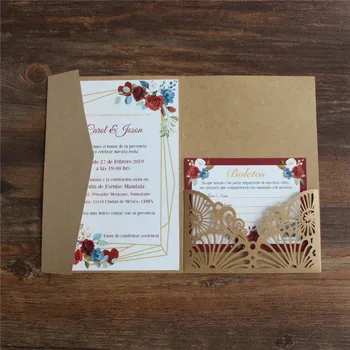 Rurale ambarcațiuni carte de invitatie pentru nunta logodna floral cu insertii de design de Crăciun card cadou 50 buc