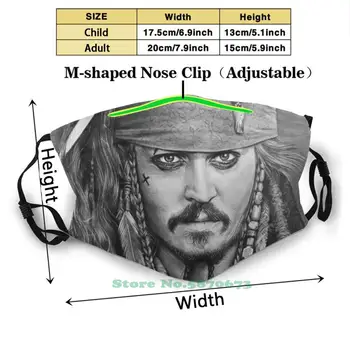 Jack Sparrow Desen Creion Reutilizabile Gura Masca Filtru Lavabil Anti Praf, Masti De Fata Căpitanul Tatuaj Potc Johnny