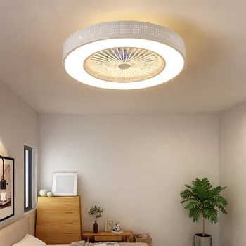 Modern Ventilatoare de Tavan cu Lumini Albe Fier Vopsit Acrilic LED Fan Lumina Estompat Camera de zi Dormitor Ventilator Lampa de Control de la Distanță