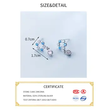 INZATT Elegant Real Argint 925 cu Zircon Rotund Drăguț Albastru de Cristal Cercei Stud 2018 Bijuterii de Moda Pentru Femei Accesorii