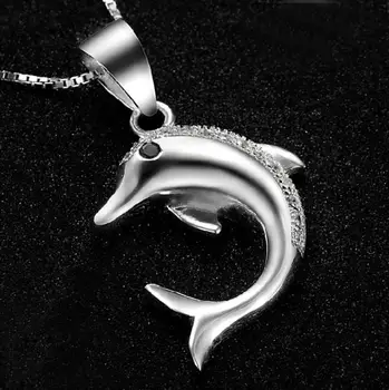 TJP Delfin Minunat Design Pandantive de Cristal Colier Pentru Femei de Nunta Colier din Argint 925 de Bijuterii de Animale Drăguț Fată Accesorii