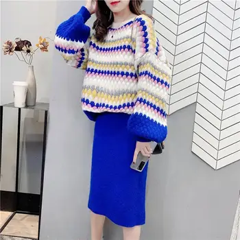 Set fusta toamna noua femei din două piese fusta tricotate externe stil fusta 2020 coreean tricotaje femei purta