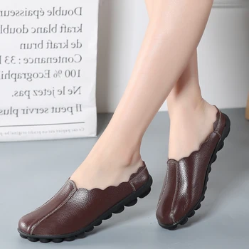 Noi 2020 solide femei sandale de vară papuci flip-flops din Piele sandale plate doamnelor alunecare pe apartamente saboți de pantofi de femeie