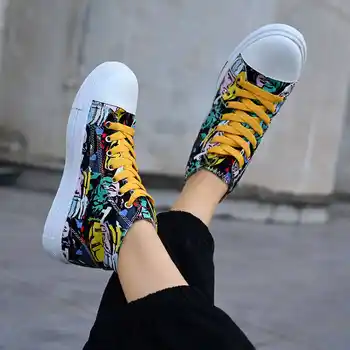 Nouă Bărbați Pantofi de Primăvară de Înaltă Top Barbati Adidas Graffiti Barbati Pantofi 2021Round Toe Casual Barbati Zapatos în aer liber Hip Hop Pereche de Pantofi F2