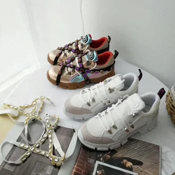 Pantofi sport pentru femei pantofi casual respirabil gros pantofi cu talpi de moda pentru femei pantofi de cristal gros cu talpi de pantofi de sport