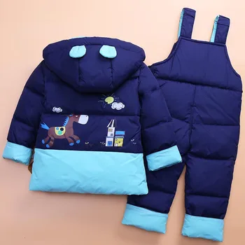 Copii de iarnă Snowsuit Băiat Set Haine Copii Geaca Salopeta pentru Fetita Cald Parc cu Glugă Haina+Pantalon Copil Palton