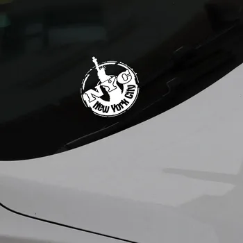 Masina Autocolant Amuzant de Desene animate PVC Decal Autocolant Auto New York Decorative Decal Acoperire Impermeabil Zero alb/Negru, 17cm*16cm