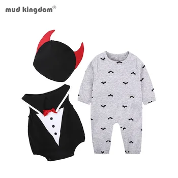 Mudkingdom Băieți Fete Salopetă Haine cu Maneci Lungi Baby Costum de Halloween Pălărie 3Pcs Set Haine pentru Copii