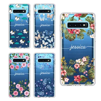 Personalizate Personalizate Inițială Nume De Floare Caz De Telefon Pentru Samsung Galaxy A31 Nota 9 10 A8 S8 S9 S10 S20 Plus Moale Caz De Protecție