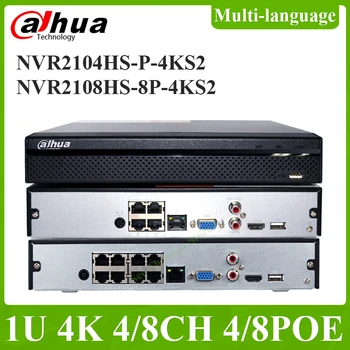 Dahua Multi-limba NVR2104HS-P-4KS2 NVR2108HS-8P-4KS2 4/8CH 4/8POE HD 8MP 1SATA H. 265 CCTV Network video Recorder ONVIF