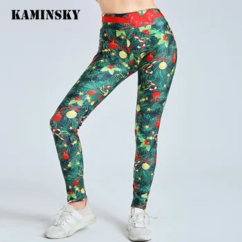 Kaminsky 2020 Crăciun Femei Jambiere Talie Mare Pantaloni Tricot Pom De Crăciun De Imprimare Jambiere Mozaic De Formare Jambiere