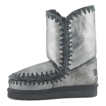 Moug de blană de iarna femei zăpadă glezna cizme eschimos 24 limited edition piele de oaie sutura rotund toe fata apartamente doamnelor pantofi