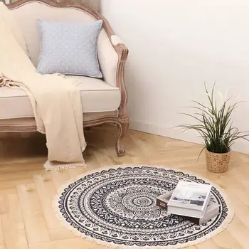 Boem Lenjerie de Covor Nordic Boem Podea Covoare pentru Camera de zi Dormitor Anti-alunecare Rogojină de Yoga Mat Ciucuri Zona Covoare de Bumbac