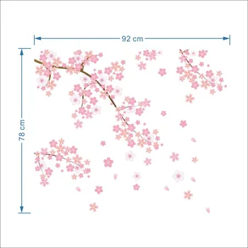 Roz Zbor de Viță de vie de Flori Sakura Fondul Camera de zi de Decorare Tapet 045B. Autocolant de perete Decal Detașabil Decor Acasă 50X70CM