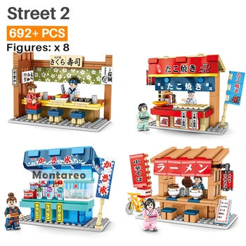 SEMBO Mini Street View de Învățământ Japonez Bar Apple Store Casa MOC Blocuri Băieți Jucărie Clasic Kituri Model de Cadou de Ziua de nastere