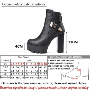 Gdgydh De Primăvară De Toamnă Platforma Glezna Cizme Femei Din Piele Neagră Pantofi De Sex Feminin Tocuri Inalte Cizme Doamnelor Pantofi Pentru Petrecerea De Mari Dimensiuni 43