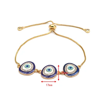 Noroc Ochi Albastru Zircon turc deochi Farmecul Brățară de Cupru Argint Aur de Culoare Lanț Bratara Reglabila pentru Femei de sex Feminin BE104