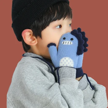 Mosodo Copii de Tricotat Mănuși de Iarnă de Pluș Vânt Cald Mănuși Drăguț Desene animate Mănuși Cu Anti Pierde Frânghie