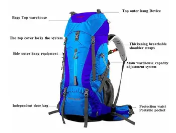 Creeper transport gratuit profesional rezistent la apa rucsac cadru Intern de alpinism camping rucsac drumetii montane sac de 60+5L