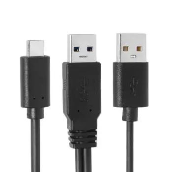 De tip C USB-C to USB 3.0 Masculin & USB 2.0 Alimentare Dublă de Date Cablu Y pentru Laptop & Hard Disk 60CM