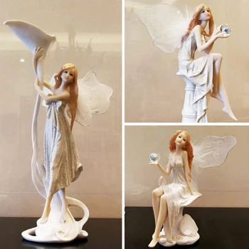 Europene Zână Floare figurine de Rasina Înger Miniatură Sculptură Arte și Meserii fairy garden Home Decor, Cadouri de Nunta