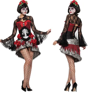 Femeile Adulte Ziua Morților Halloween Purim Schelet Costume Craniu Monstru, Demon Fantomă Înfricoșător Fantasia Rochie Fancy