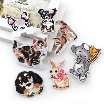 Se AMESTECĂ drăguț Stil Animale 12pc/Set Câine Iepure Pisica Mouse-ul Patch-uri Brodate Fier Pe Patch Pânză Pasta Pentru Copil Haine Sac Pantaloni