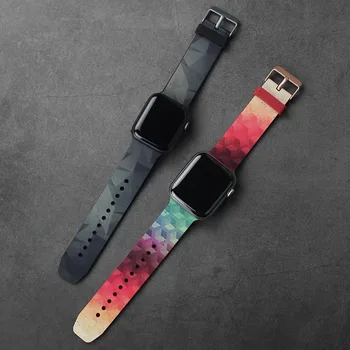 Pictat Model Sport din Silicon Moale Curea Pentru Apple Watch Band 38mm 40mm 42mm 44mm Apple iWatch Bratara Seria 1 2 3 4 5 6 SE