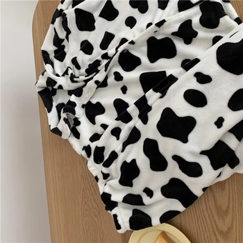 Alb negru zebra de iarna set de pijama de flanel cald acasă costum femei pijamale 2 piese set cu maneci lungi haine de acasă coral Y229
