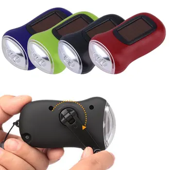 Mini Portabil Manivela Dinam cu 3 LED-uri Alimentate Solar Lanterna Camping Lanterna Plastic ABS 9cmcmcm