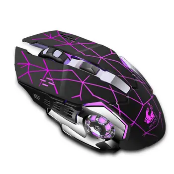 Noi Dezactiva LED cu 4 Culori Mecanice Mouse-ul Cu Receptor USB Versiune Imbunatatita De Încărcare Wireless Mouse de Gaming Pentru PC