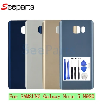 Pentru SAMSUNG Galaxy Nota 5 Spate Capac Baterie Spate Usa Locuințe Caz de Sticlă Note5 N920F De 5.7