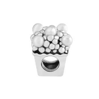 925 de Bijuterii de Argint Popcorn Delicios Farmec, Roz Pal Email pentru a se Potrivi Brand de DIY Brățară Pentru Femei Bijuterii