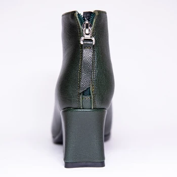 Piele Glezna Cizme Pentru Femei Toamna Iarna Înaltă Ciudat Stil De Pantofi Cu Toc G282 Femeie Elegant Subliniat De La Picior Negru Verde Cu Fermoar Spate Boot