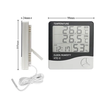 Digital Termometru Higrometru Electronic LCD Temperatura Umiditate Metru Statie Meteo de Interior, în aer liber, Ceas HTC-2 HTC-1