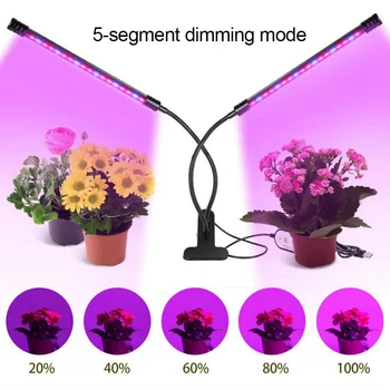 DC5V USB LED-uri Cresc de Lumină Interioară, Grădină Hidroponice Legume Flori, Plante de Birou Clip Lampa cu Spectru Complet cu Control 1head 2head 3 Cap