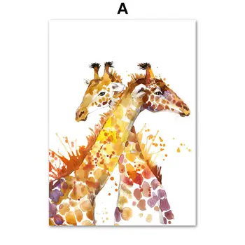 Colorat Animale Desen Animat Girafa Nordic Poster Pepinieră Pisica Imagini De Perete Pentru Camera De Zi Acasă De Arta De Perete Panza Pictura Neînrămate