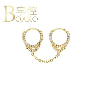 BOAKO Cercei Pentru Femei Piercing Argint 925 Cătușe Cercei legăna cu Bijuterii la Modă Zircon Lurury Diamant #8.1