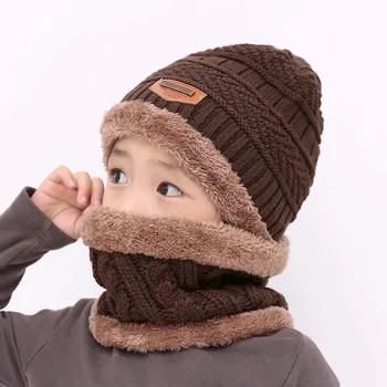 Copii pălărie de lână și lână copil de toamnă și de iarnă de protecție pentru urechi palarie cald eșarfă două seturi de barbati si fete eșarfă moda