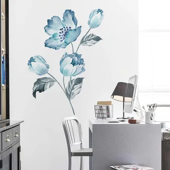 Simplu Creativ Apa de Culoare Albastru Flori de Orhidee Acasă Decor Decor de Perete Autocolante Detașabile din PVC din artă Murală Tapet