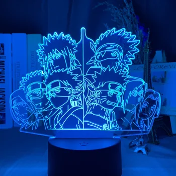 Anime-ul japonez Naruto Echipa 7 3d, Lampa de Masa Led Lumina de Noapte Obito Uchiha Kakashi Hatake Rin Nohara Sasuke Sakura Haruno Cadouri