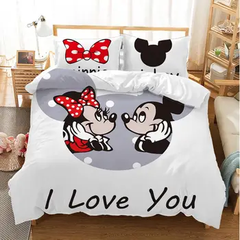Mickey Mouse-Set de lenjerie de Pat Cadou de Crăciun Moale Textile Acasă Dormitoare Duble Twin Regina King size Copii Cuplu Student pat set
