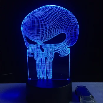 Dinte nou Craniu 3D LED-uri USB Lampa de Halloween Punisher starea de Spirit Colorate Speriat Tema Haunted House Decor Lumina de Noapte Scenă de Iluminat