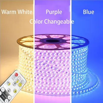 1-14M Dublă de Culoare schimbătoare 5730 LED Strip Lumină WW+Albastru CW+WW 220V IP67 rezistent la apa Banda LED 88LEDs/ M Estompat LED Strip lumina