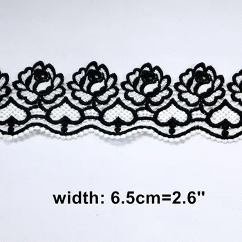 2Yards 6,5 cm Lățime Floral Alb Negru Marginea de Dantelă Panglică Bandă de Dantelă Asieta DIY Brodate Home Textile de Cusut Decor dantela tesatura