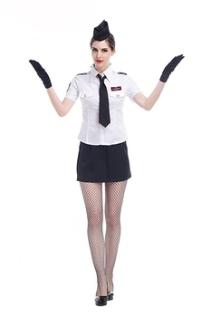 Femeile Adulte Sexy Air Hostess Uniformă De Zbor Stewardesa Costum Bleumarin Camasa Pantaloni Scurți, Fusta Însoțitor De Cosplay Costum De Lux Pentru Fete