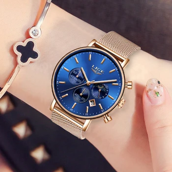 LIGE NOI Femei Ceas 2019 Moda Doamnelor Ceasuri Pentru Femei a Crescut de Ceas de Aur Femei Simplu Brățară Montre Femme 2019 Reloj Mujer