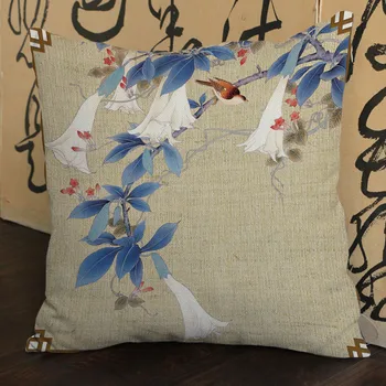 Chineză Acuarela Flori și Păsări Stil de Pernă față de Pernă Pictura de Cerneală de Imprimare Lenjerie de pat din Bumbac Decor Acasă Canapea Perne