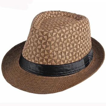 HT3194 Pălării Bărbați Femei pline Scurt Trilby Jazz Fedora Pălărie Vintage sex Masculin Feminin Paie Vara Pălărie de Soare Bandă Neagră Panama Beach Hat